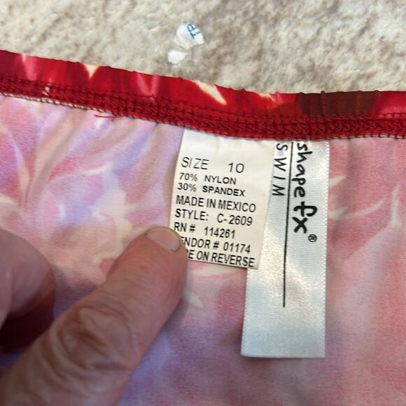 Shape Fx PINK FLORAL SKIRTED Swim Skirt Swimsuit Bottoms size 10 - Picture 3 of 5
